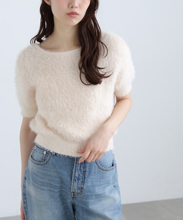 前後2wayシャギー半袖ニット