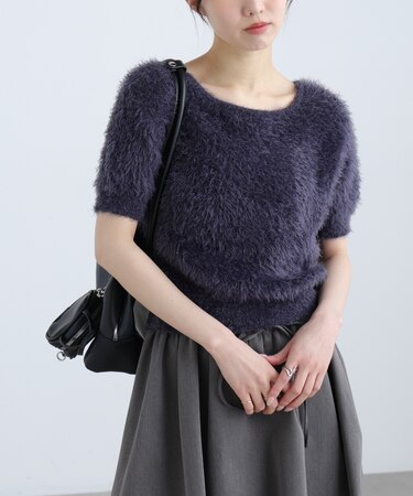 前後2wayシャギー半袖ニット