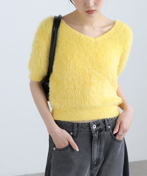 前後2wayシャギー半袖ニット