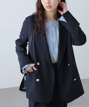 梳毛調合繊ダブルブレストジャケット