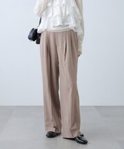 [低身長サイズ／Sシリーズ]梳毛調合繊タックワイドパンツ