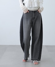 [低身長サイズ／Sシリーズ]配色パネルバレルワイドパンツ