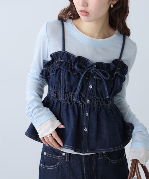 フリルデニムビスチェ