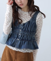 シャーリングデニムビスチェ