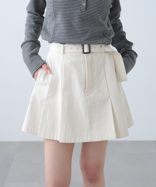 セットアップ対応〉ベルト付きプリーツミニスカート｜フリーズマートの