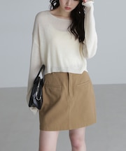 透かしあみ天竺短丈ニット