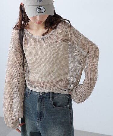 メッシュスパンコールニット