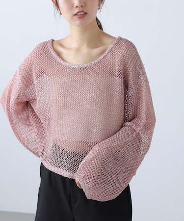 メッシュスパンコールニット