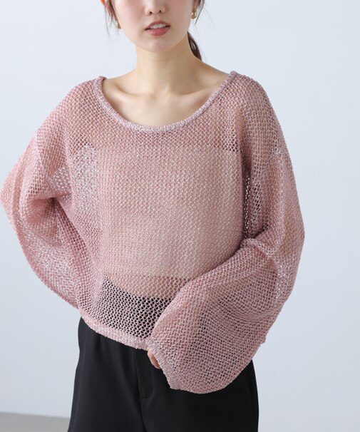 メッシュスパンコールニット