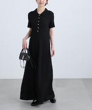 金ボタンカットジャガードポロワンピース