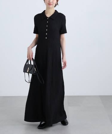 金ボタンカットジャガードポロワンピース