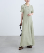 金ボタンカットジャガードポロワンピース