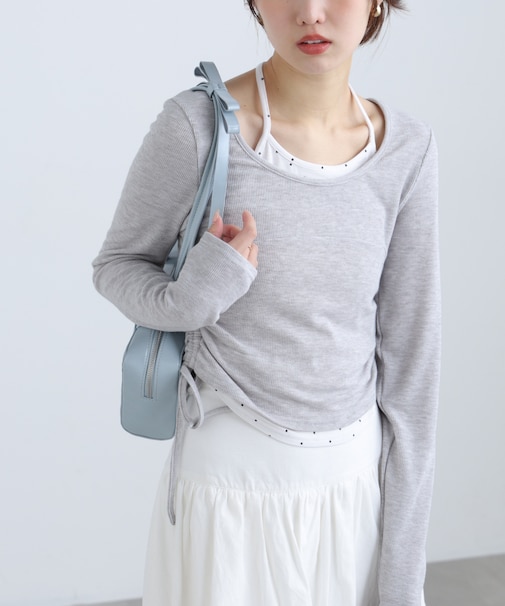 ホルターネックレイヤードサイドドロストカットソー