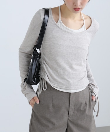 ホルターネックレイヤードサイドドロストカットソー
