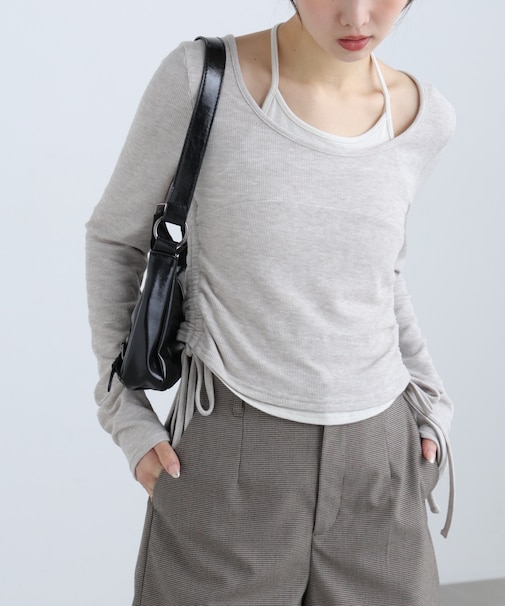 ホルターネックレイヤードサイドドロストカットソー