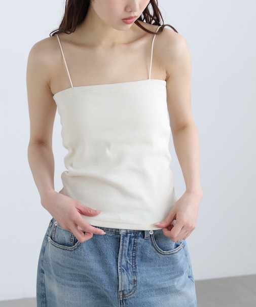 [接触冷感][UV加工]カップ付きベアキャミソール