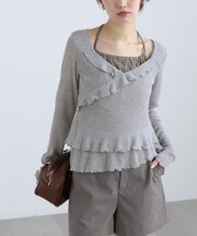 ホルターインナーレイヤードカシュクールカットソー