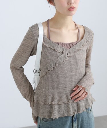 ホルターインナーレイヤードカシュクールカットソー