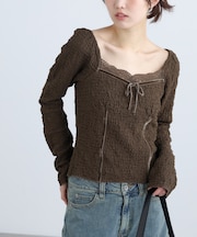 レーストリムジャガード長袖カットソー