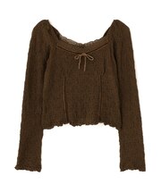 レーストリムジャガード長袖カットソー