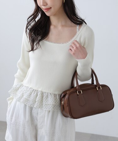 ドットフリルレイヤードニット