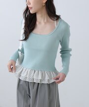 ドットフリルレイヤードニット