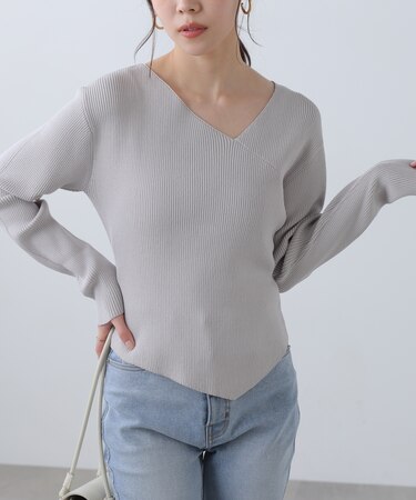 〈MFM〉アシメVネックニット