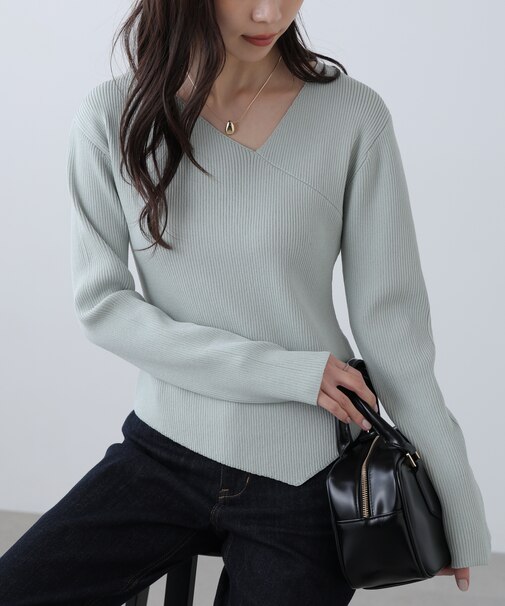 〈MFM〉アシメVネックニット