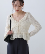 前開きレースブラウス