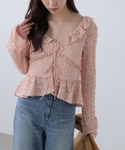 前開きレースブラウス