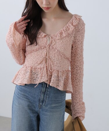 前開きレースブラウス
