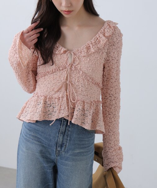前開きレースブラウス