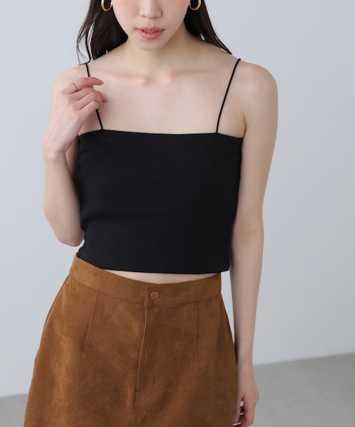 [接触冷感][UV加工]カップ付きショート丈キャミソール