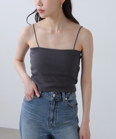 [接触冷感][UV加工]カップ付きショート丈キャミソール