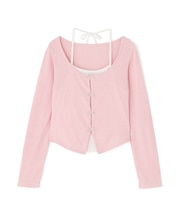 レイヤード風リボンカットソー