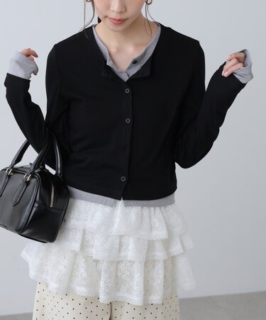 レイヤード風カットソーカーディガン