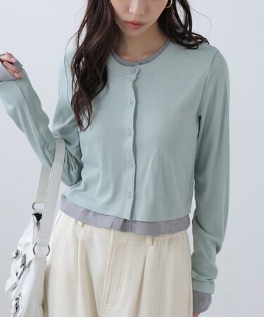 レイヤード風カットソーカーディガン