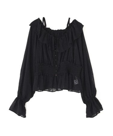 2wayオフショルフリルブラウス