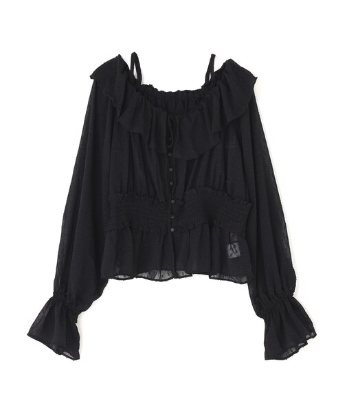 2wayオフショルフリルブラウス
