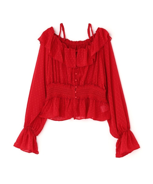 2wayオフショルフリルブラウス