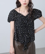 フラワー2wayラッフルブラウス