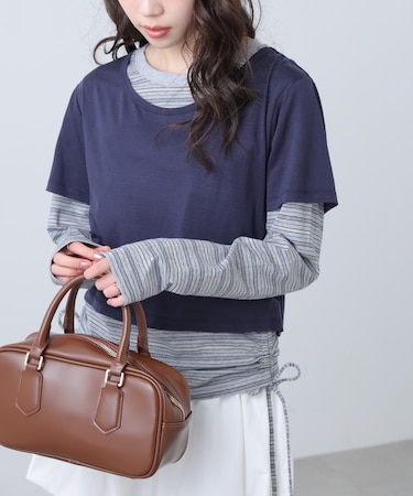 シアーTシャツレイヤードボーダーロンT