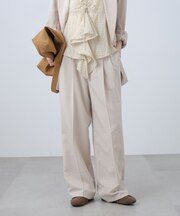 麻調合繊タックワイドパンツ