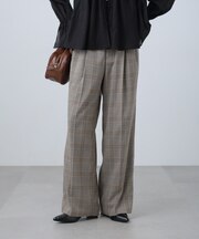 麻調合繊タックワイドパンツ