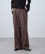 麻調合繊タックワイドパンツ