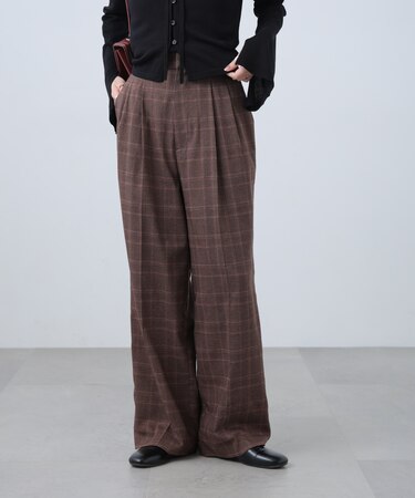 麻調合繊タックワイドパンツ