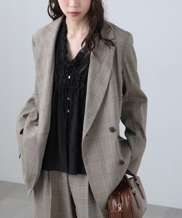 麻調合繊ダブルブレストジャケット