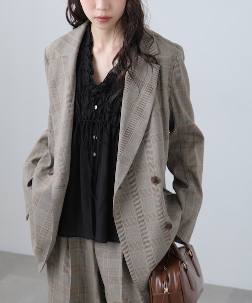 麻調合繊ダブルブレストジャケット