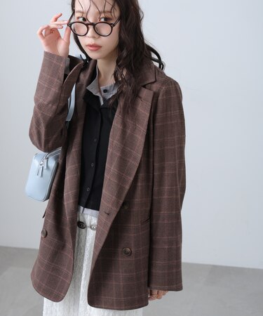 麻調合繊ダブルブレストジャケット