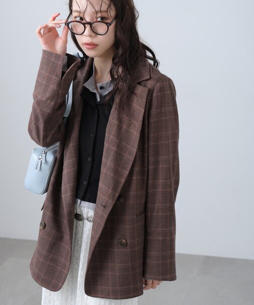 麻調合繊ダブルブレストジャケット